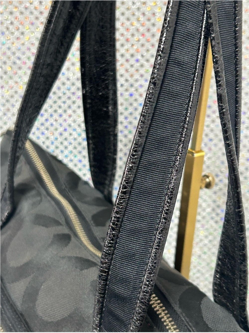 Coach Poppy Op Art Glam Tote Black Signature Jacquard Leather Trim 13826 G0920 - Picture 7 of 15